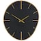 21" x 24" Black Wooden Wavy Decorative Wall Clock with Gold Hands and Markers